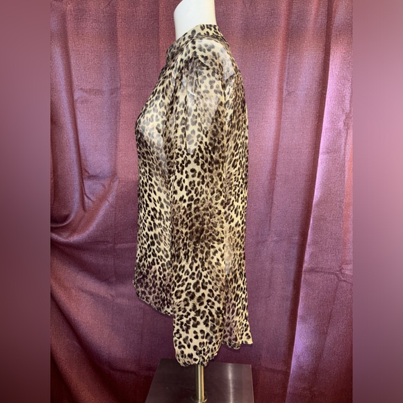 Dots Cheetah Print Sheer Button Up Women’s Size Medium - Picture 5 of 9